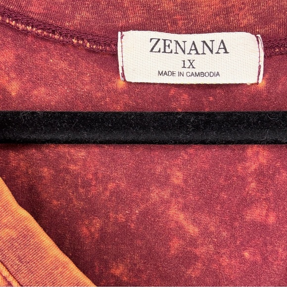 Zenana Women's V-Neck Rust Top 1X - Picture 3 of 4
